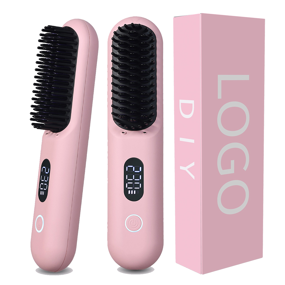 OEM ODM Travel MCH Fast Ion Smooth Brush 9600mAh Rechargeable Cordless Wireless Portable Ionic USB Hair Straightener Comb